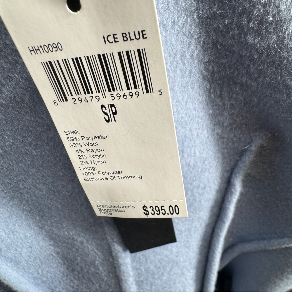 House of Harlow 1960 Ice Blue Faux Fur Wool Blend Winter Designer Coat - Picture 11 of 13